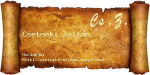 Csetneki Zoltán névjegykártya